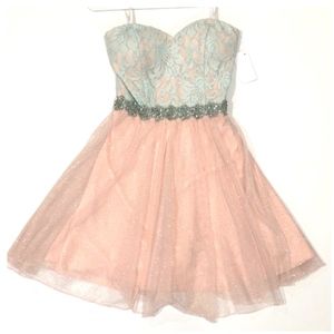 Deb | Dresses | Baby Blue And Pink Formal Dress | Poshmark